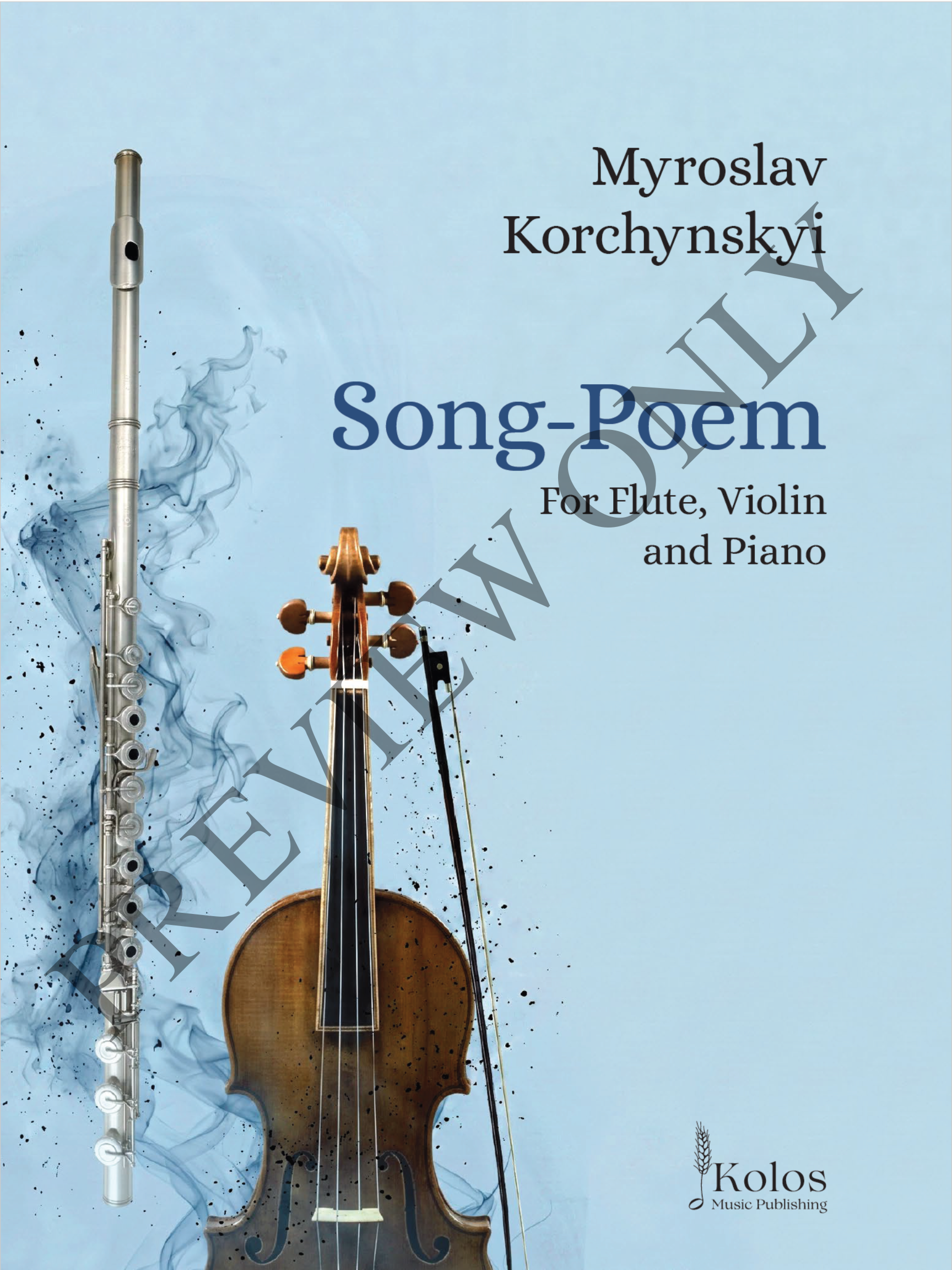Myroslav Korchynskyi Song-Poem for Flute, Violin and Piano sheet music title page