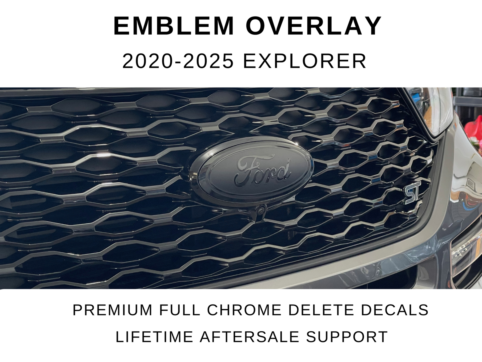 2020-2025 Explorer Emblem Overlay | Full Set for Front and Rear | Bl