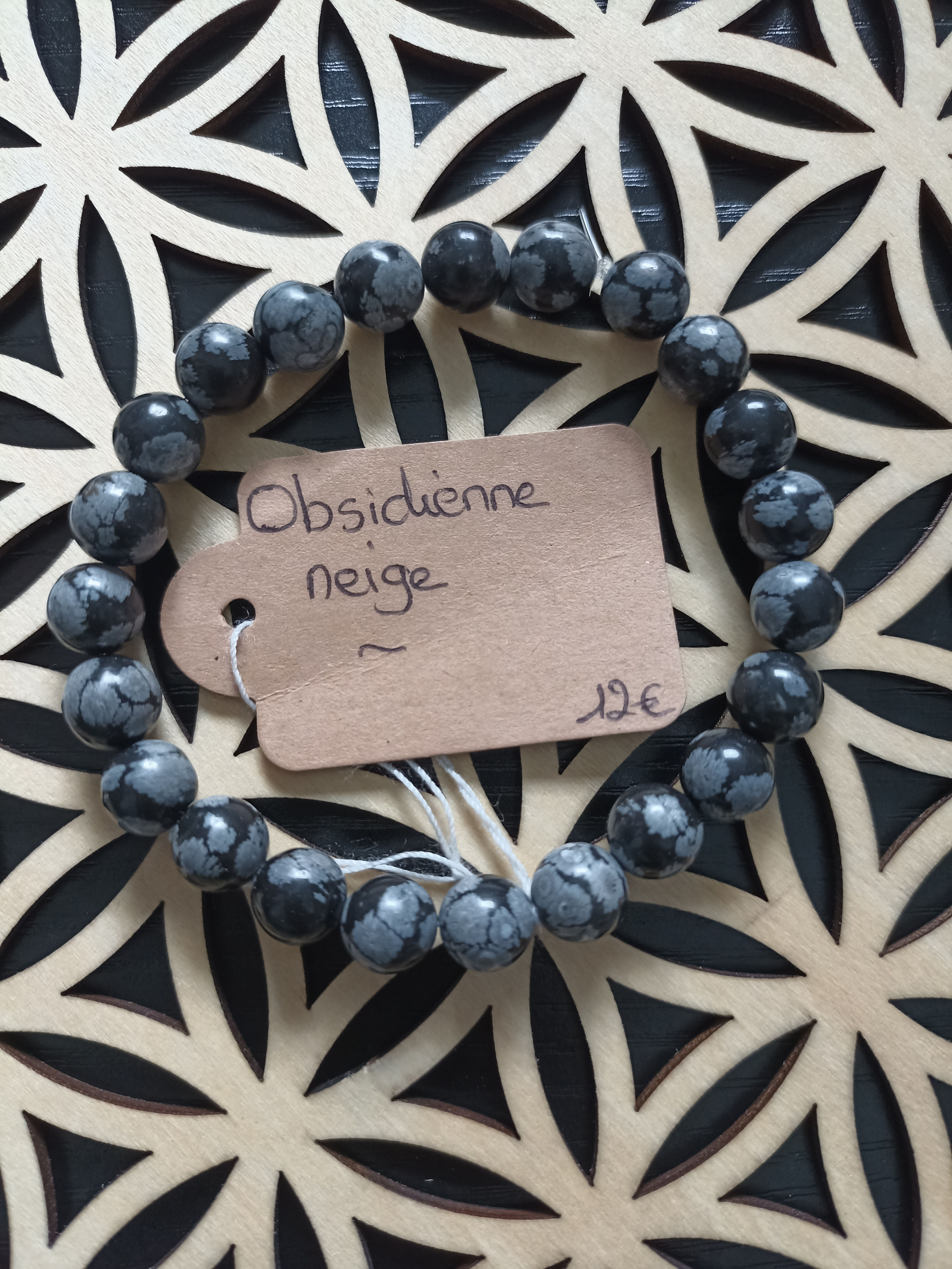 Bracelet en obsidienne neige