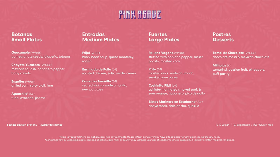 Pink Agave Menu