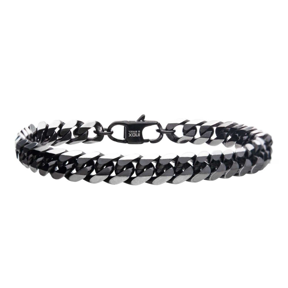 Black Stainless Steel Diamond Cut Curb Link Bracelet