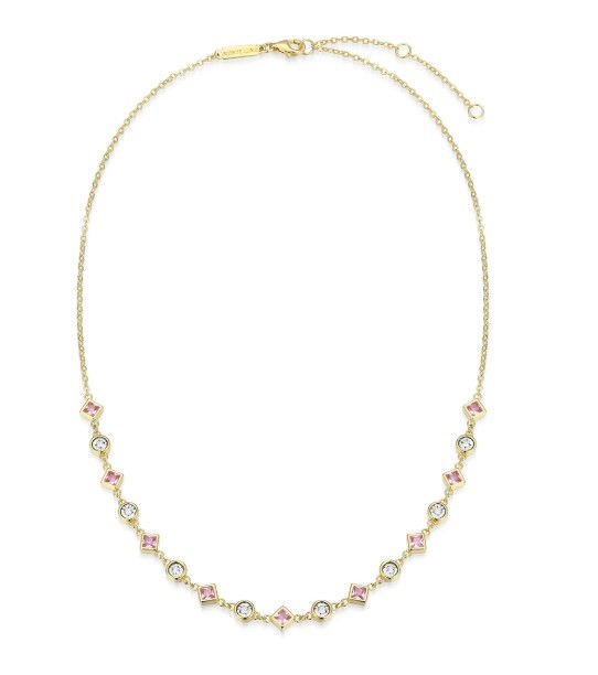 Lab-Created Pink Sapphire & Lab-Created Diamond Station Necklace