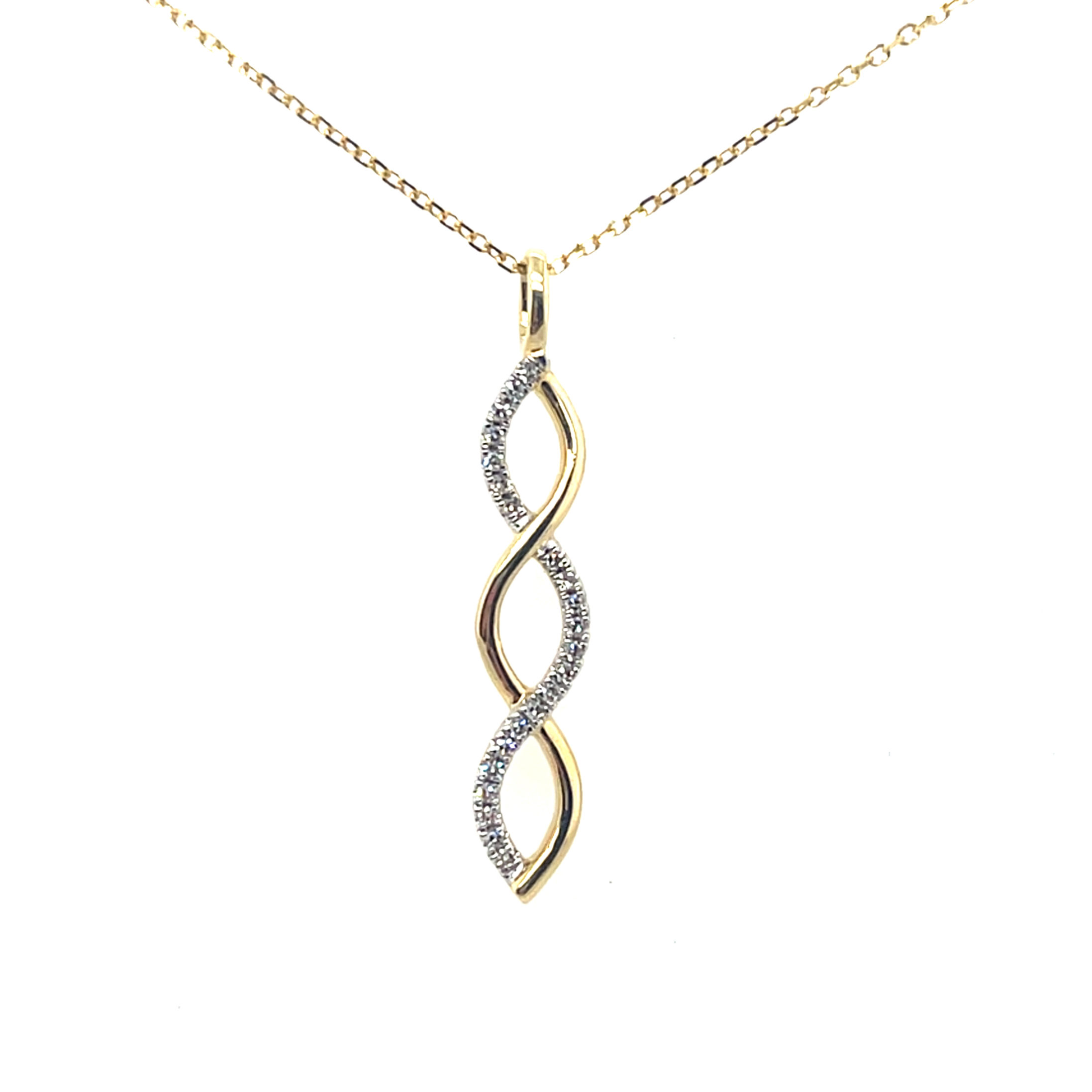 10kt Yellow Gold Twist Diamond Pendant