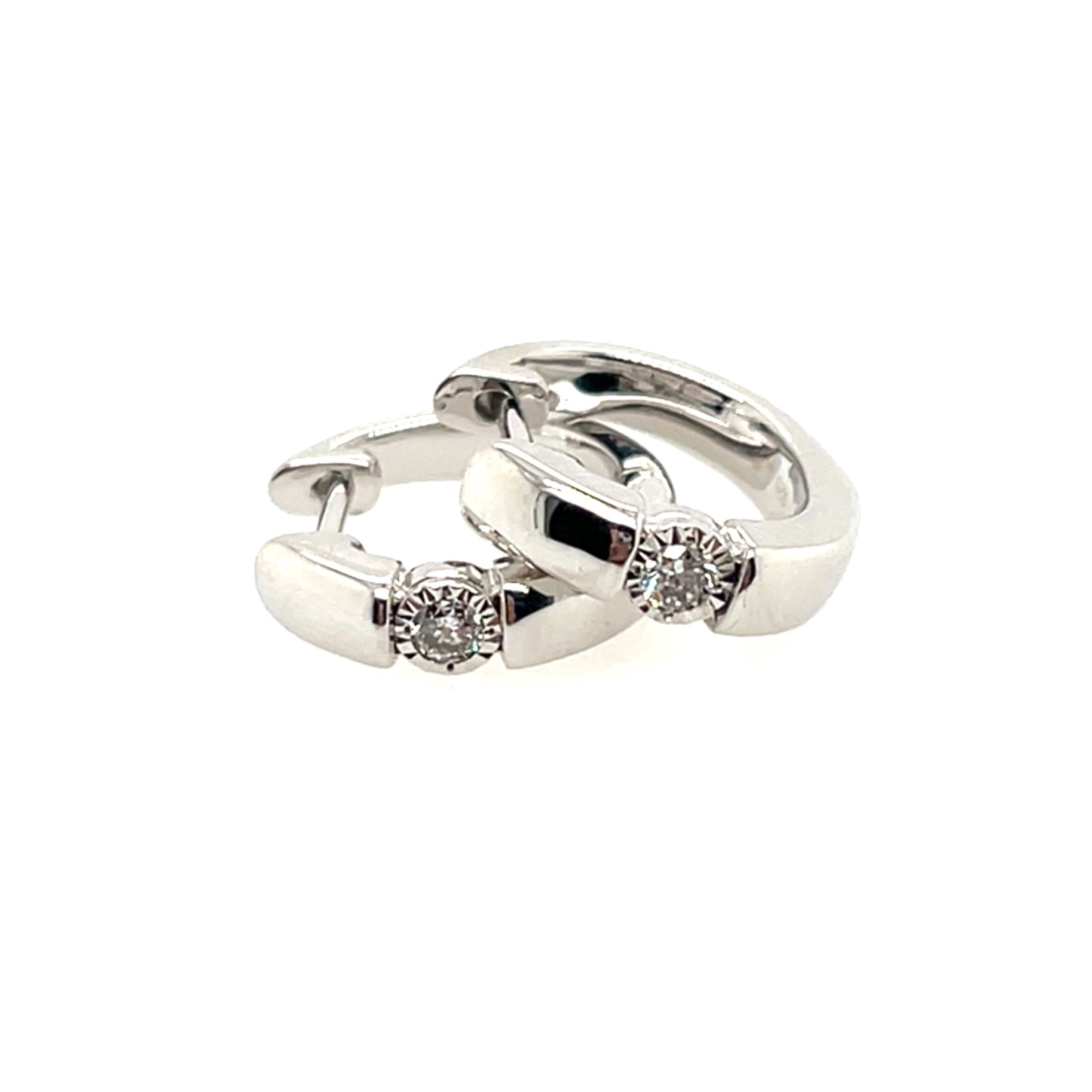 Sterling Silver Diamond Huggie Earrings