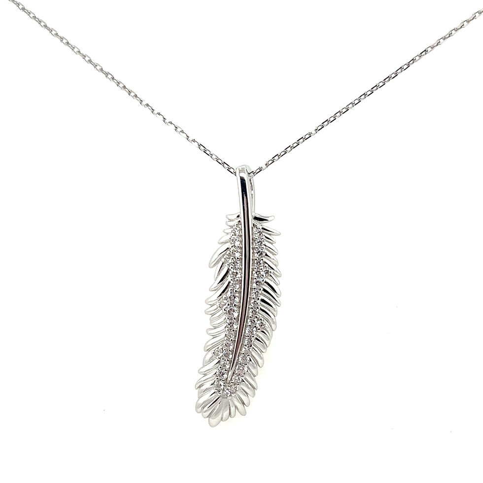 Sterling Silver Cubic Zirconia Feather Pendant