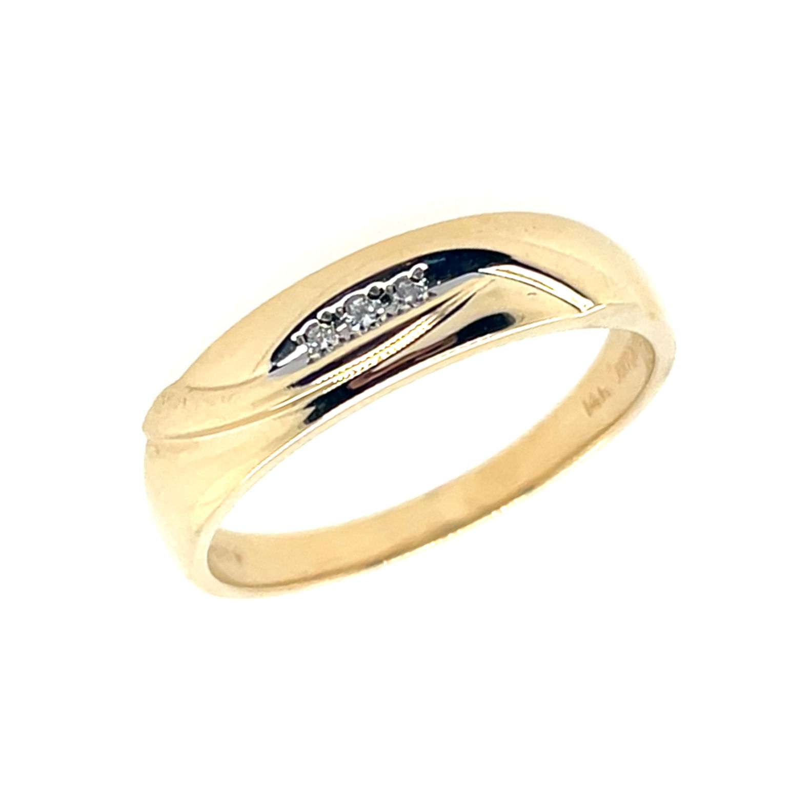 Estate 14kt Yellow Gold 3 Diamond Gents Ring