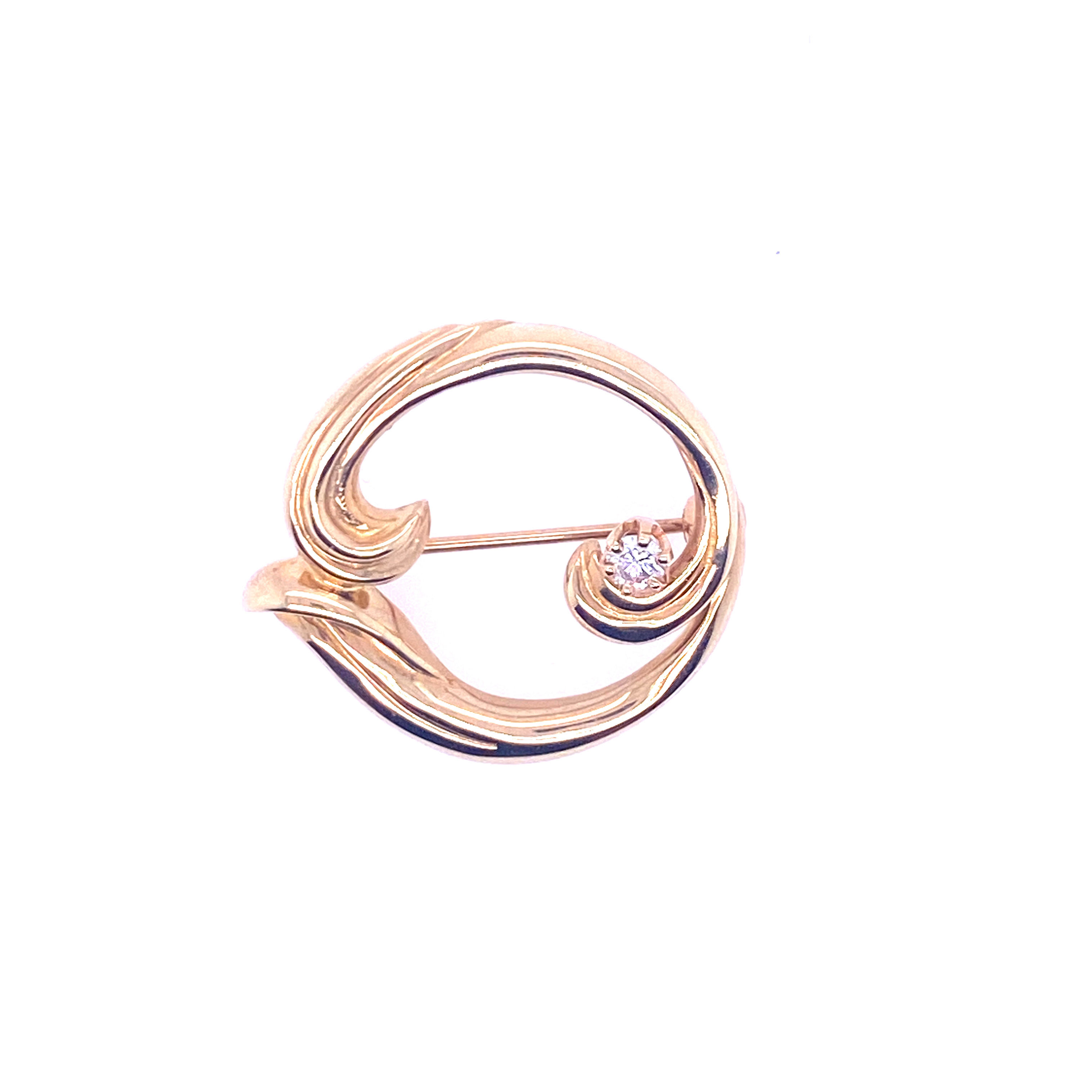 Estate 14kt Yellow Gold Diamond Circle Brooch