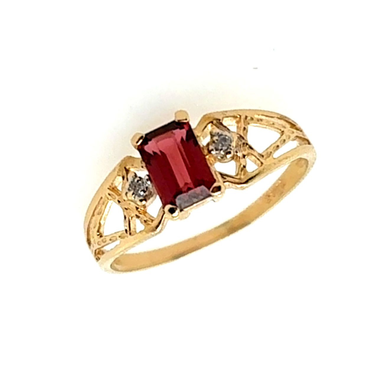 Estate 14kt Yellow Gold Garnet and Diamond Ring
