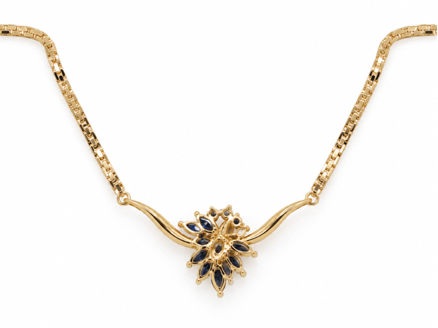 Thumbnail: 14kt Estate Sapphire and Diamond Necklace