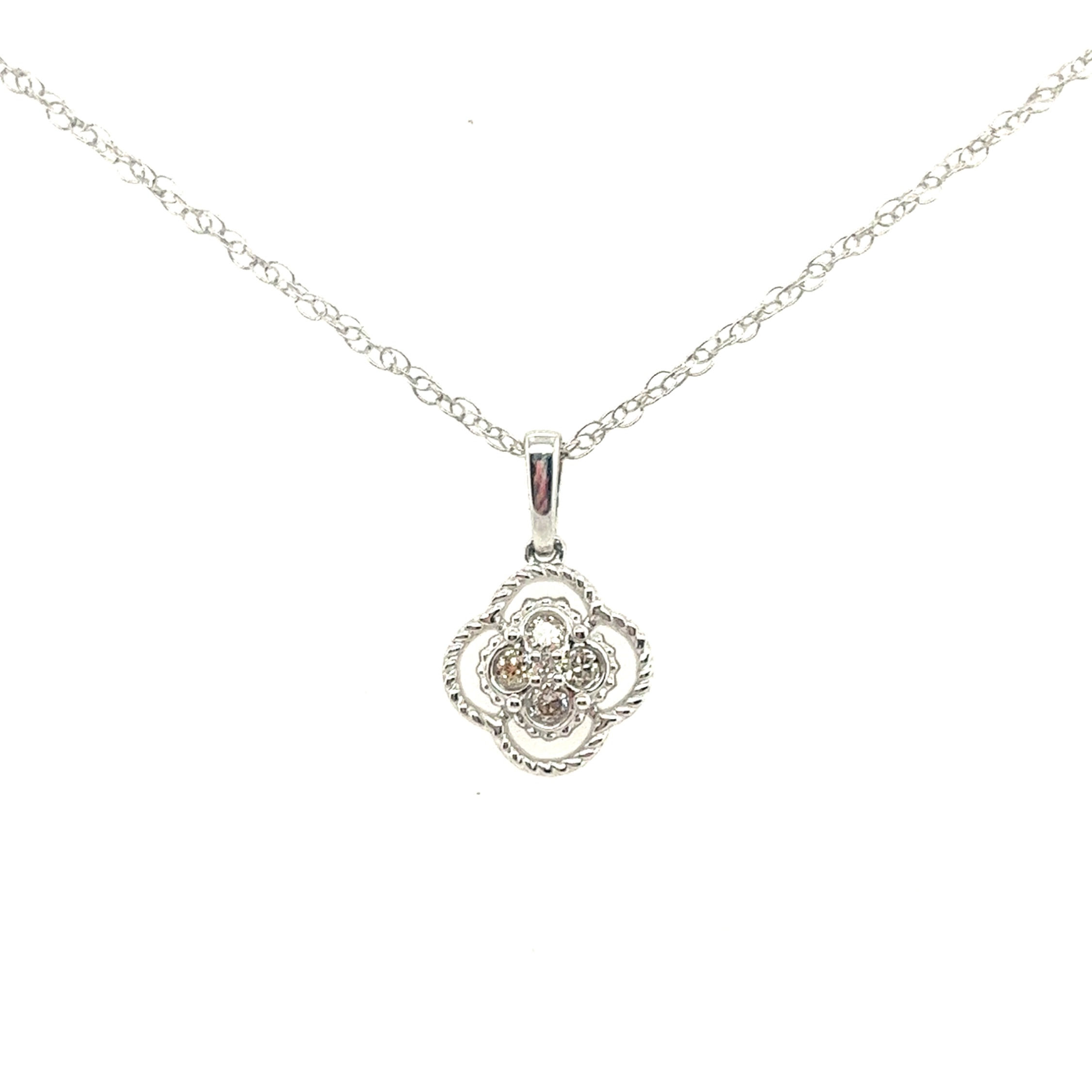 Sterling Silver Fancy Diamond Cluster Pendant