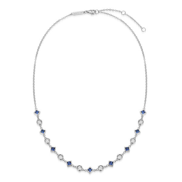 Lab-Created Blue Sapphire & Lab-Created Diamond Station Necklace