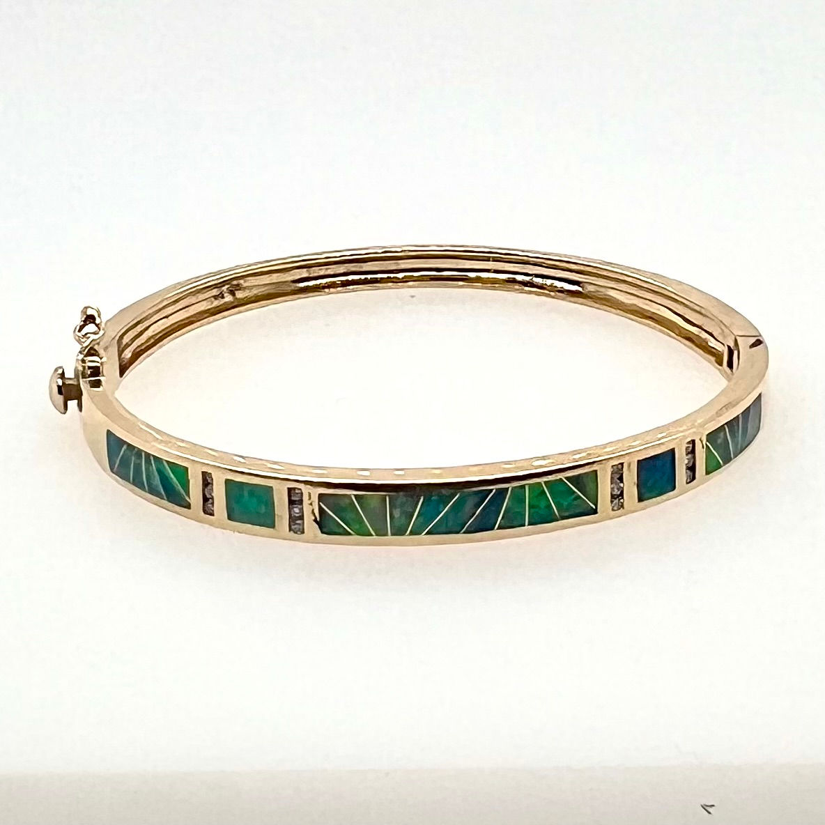 14kt Estate Opal and Diamond Bangle