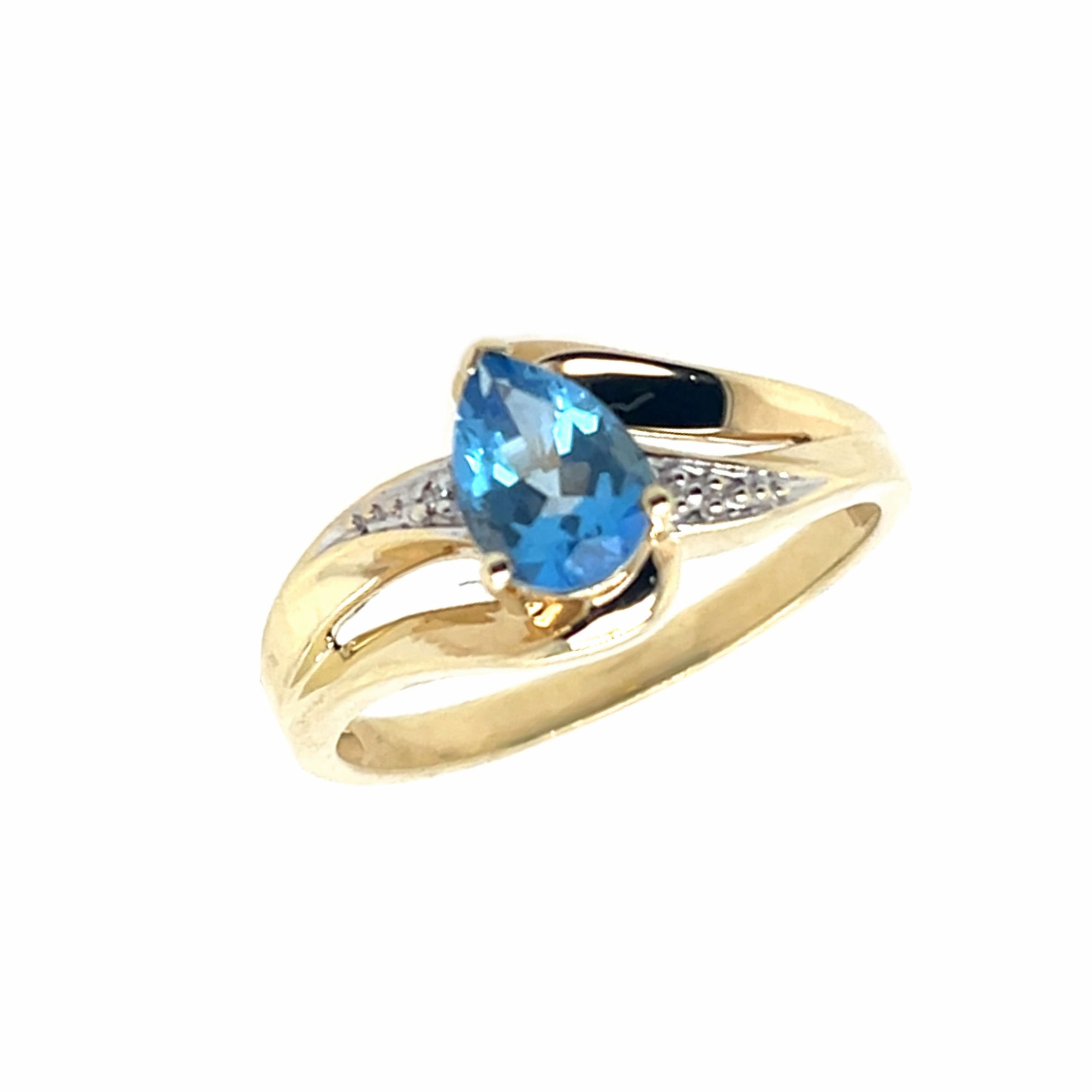 Estate 10kt Yellow Gold Blue Topaz Ring