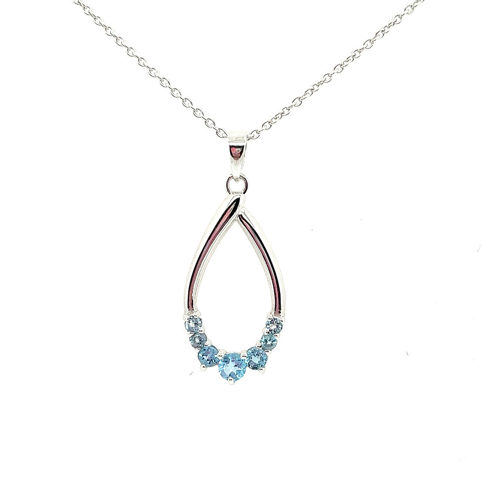 Sterling Silver Blue Topaz Pear Shape Pendant