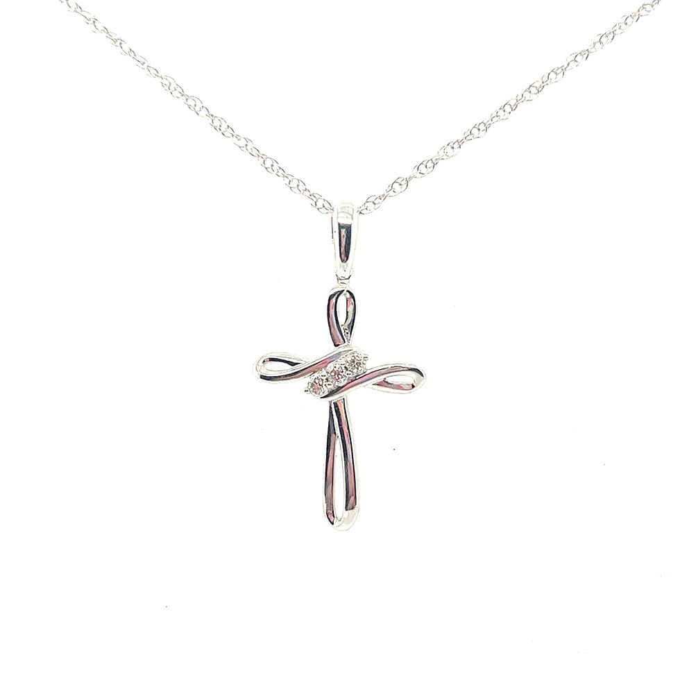 Sterling Silver Diamond Cross Pendant