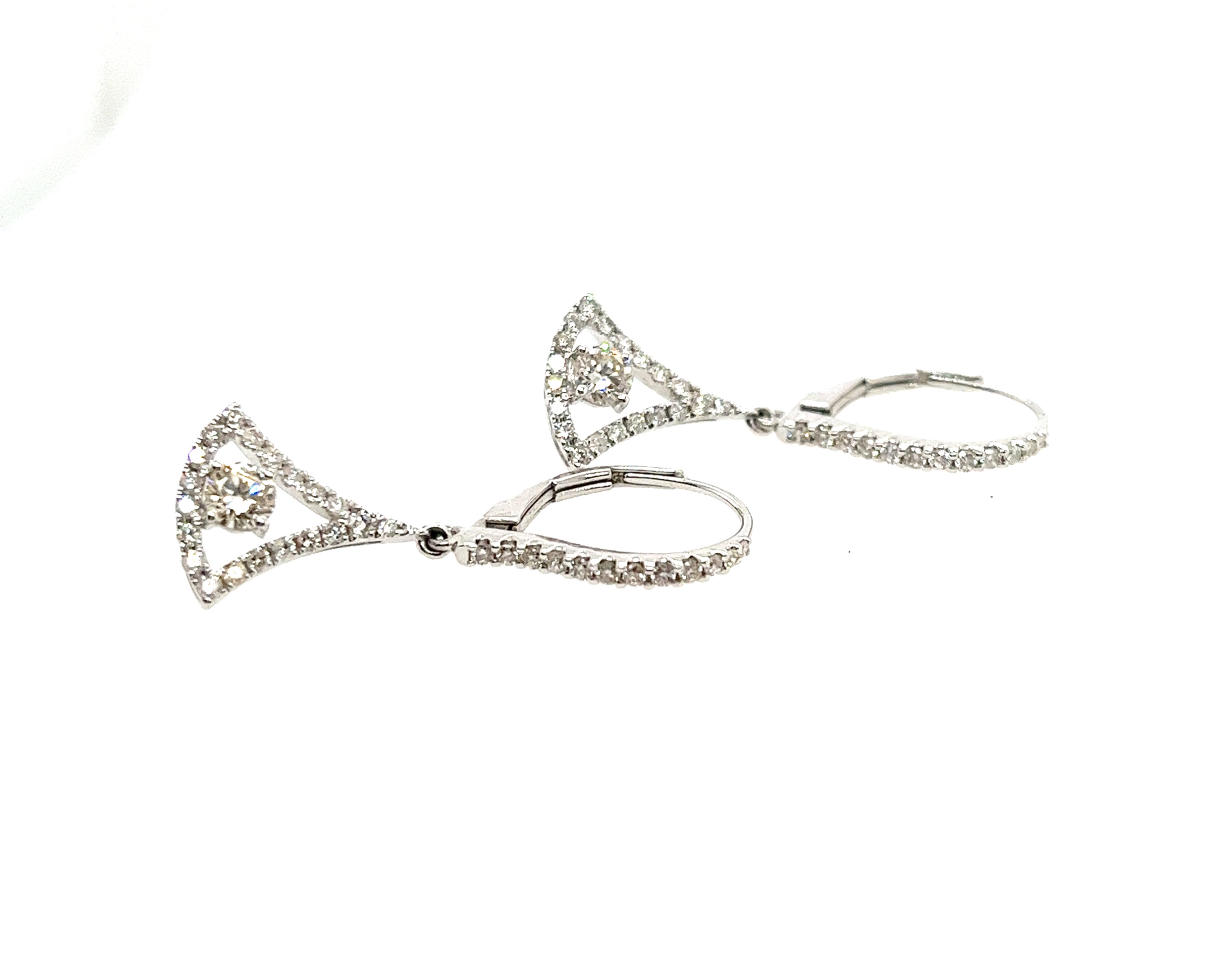 14kt White Gold Diamond Fancy Dangle Earrings