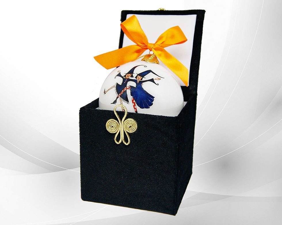 Thumbnail: Li Bien Ornaments 2022 Witches Dancing whimsical dancing young girls with dancing pumpkin ghost gift box