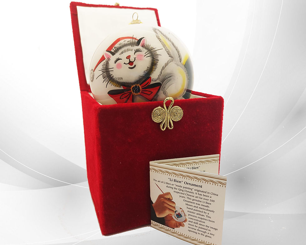 Thumbnail: Li Bien Ornaments 2022 Warm Kitty Whimsical Cat warming fireplace original Pier 1 2017 Gift Box