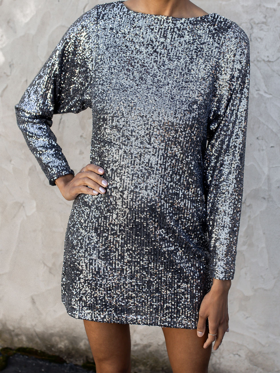 gray dress detail view