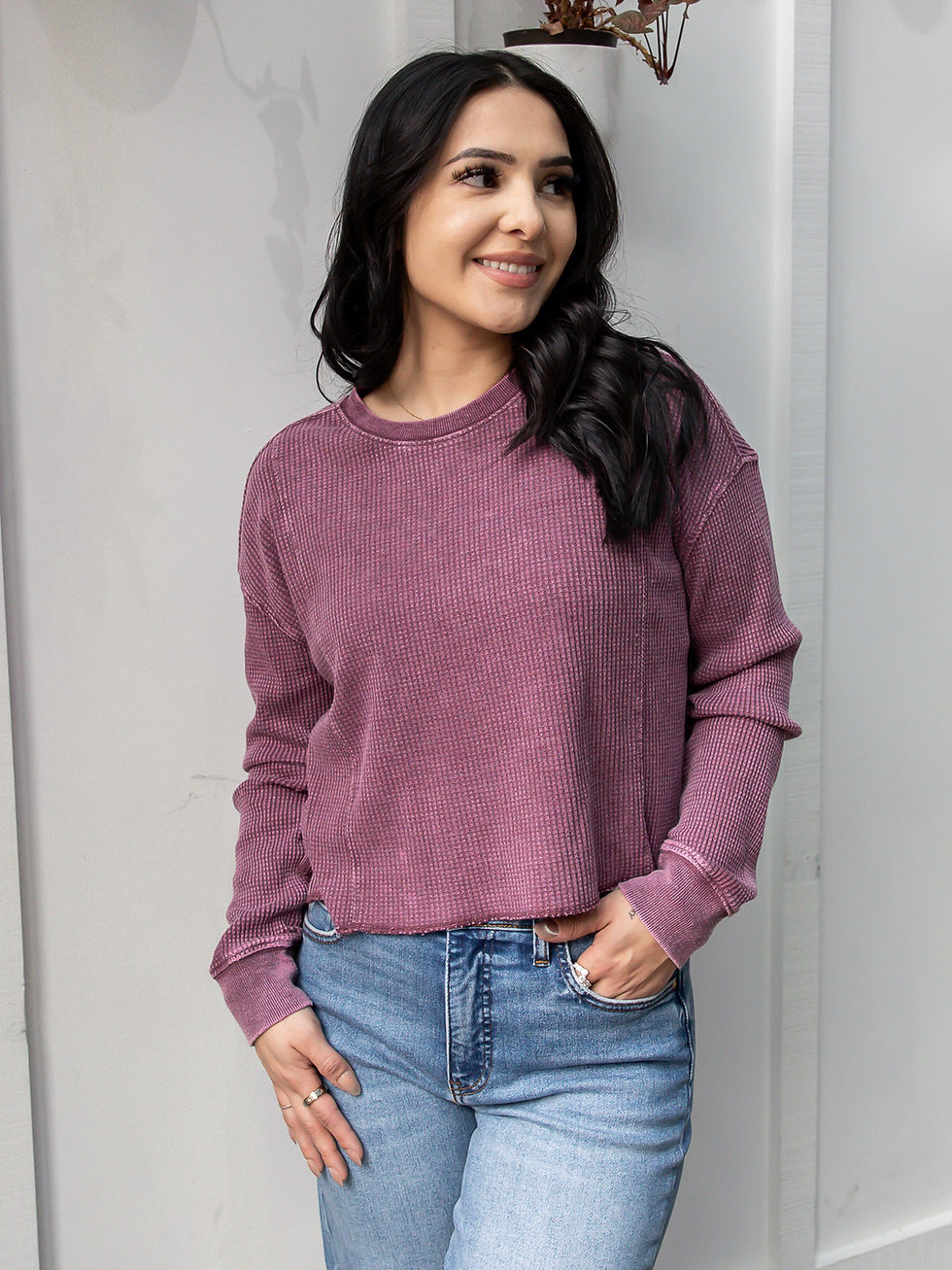 purple top front view