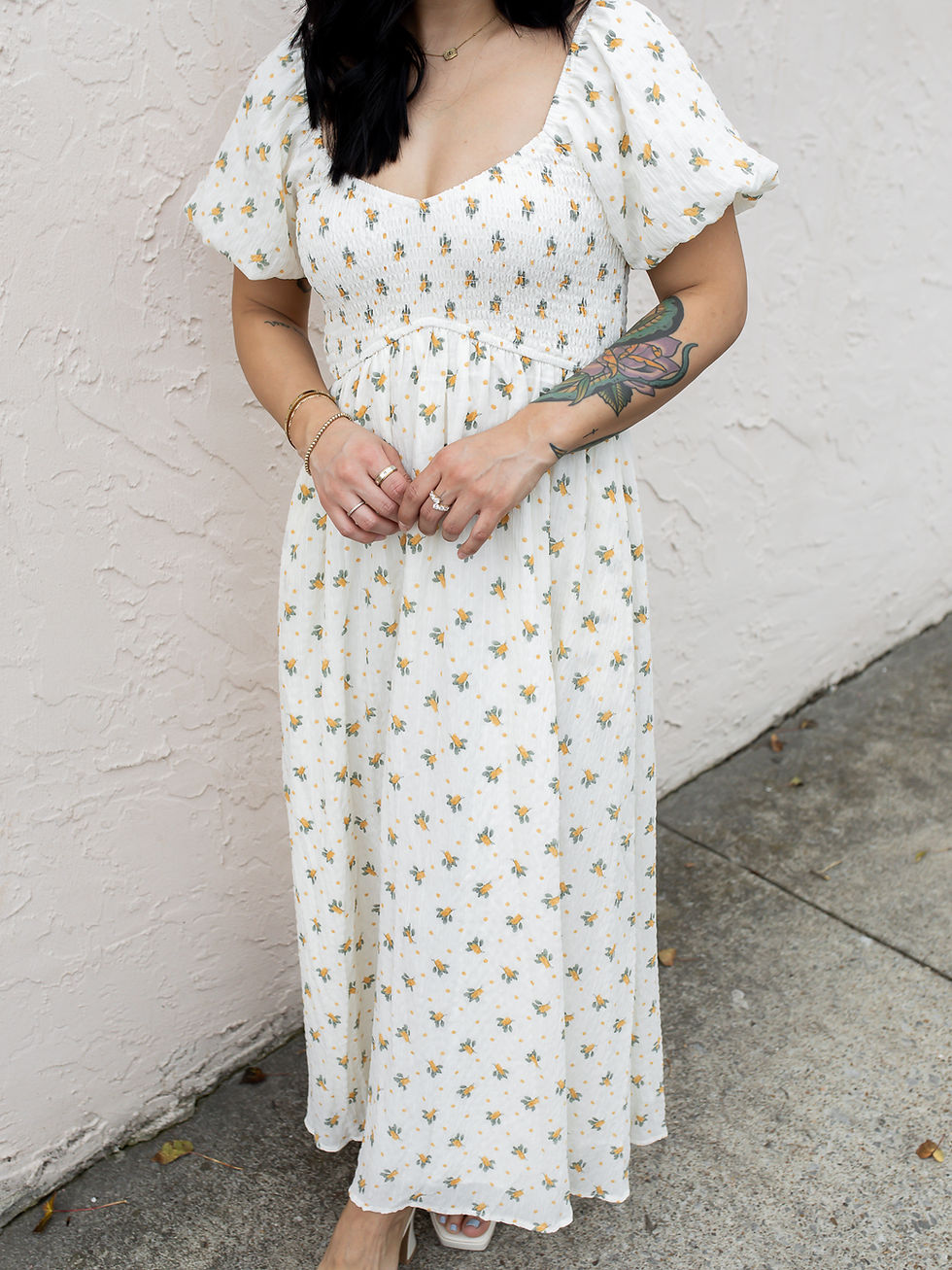 white dress detail view