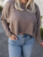 brown sweater detail view