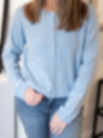 blue cardigan detail view