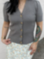 grey cardigan detail view