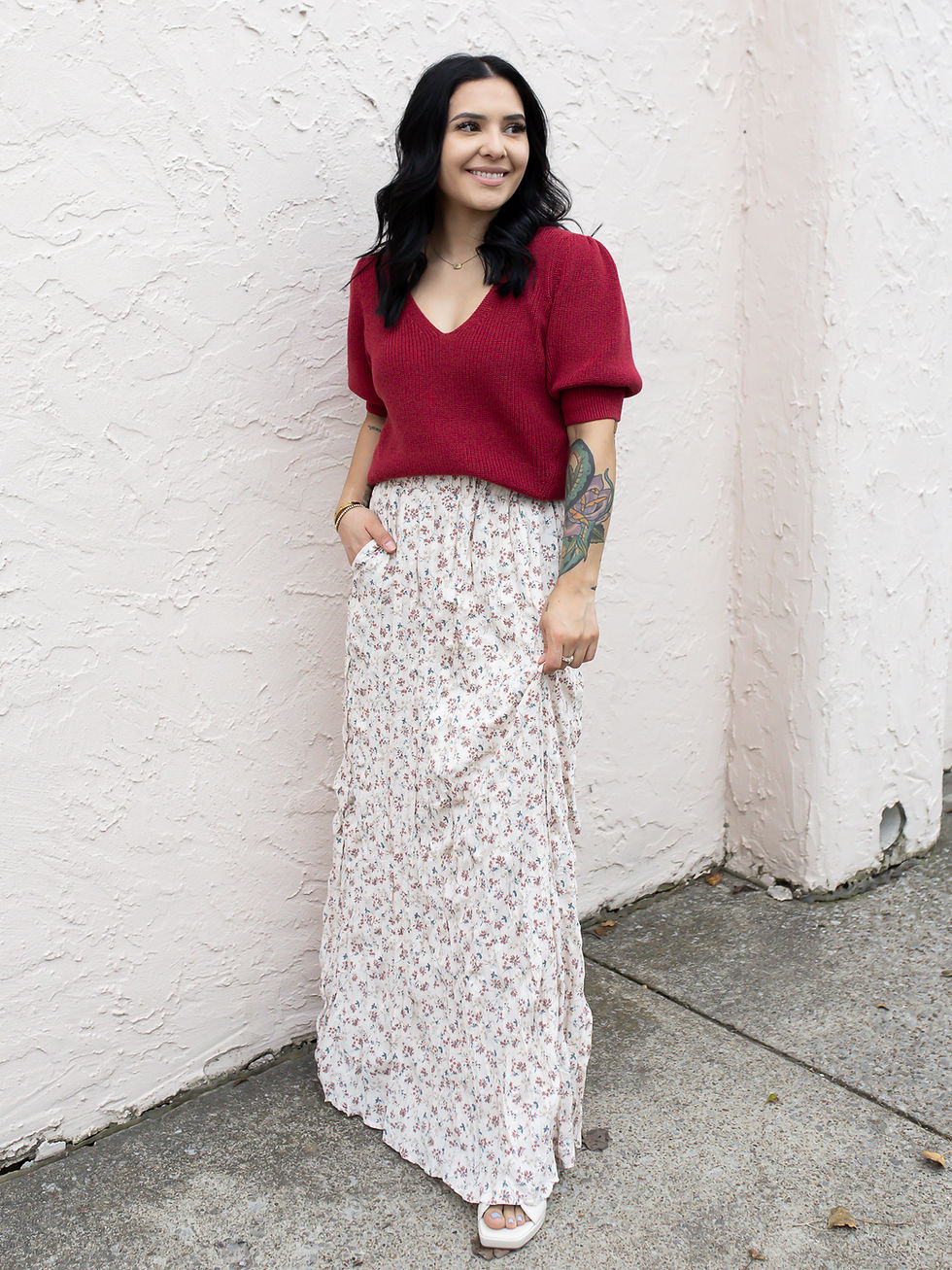white skirt front view