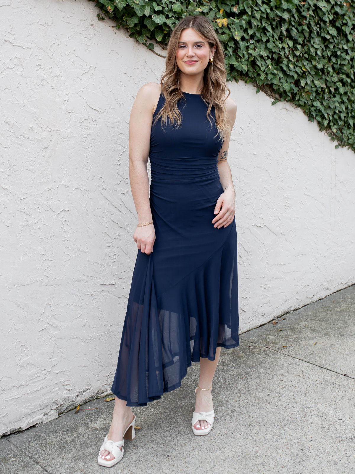 blue dress front view