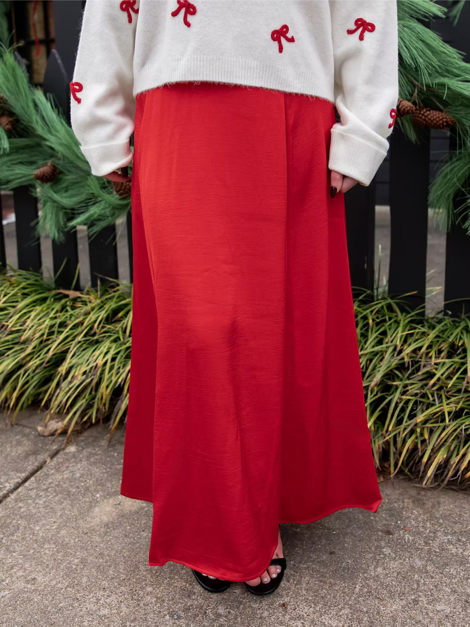 red skirt detail view