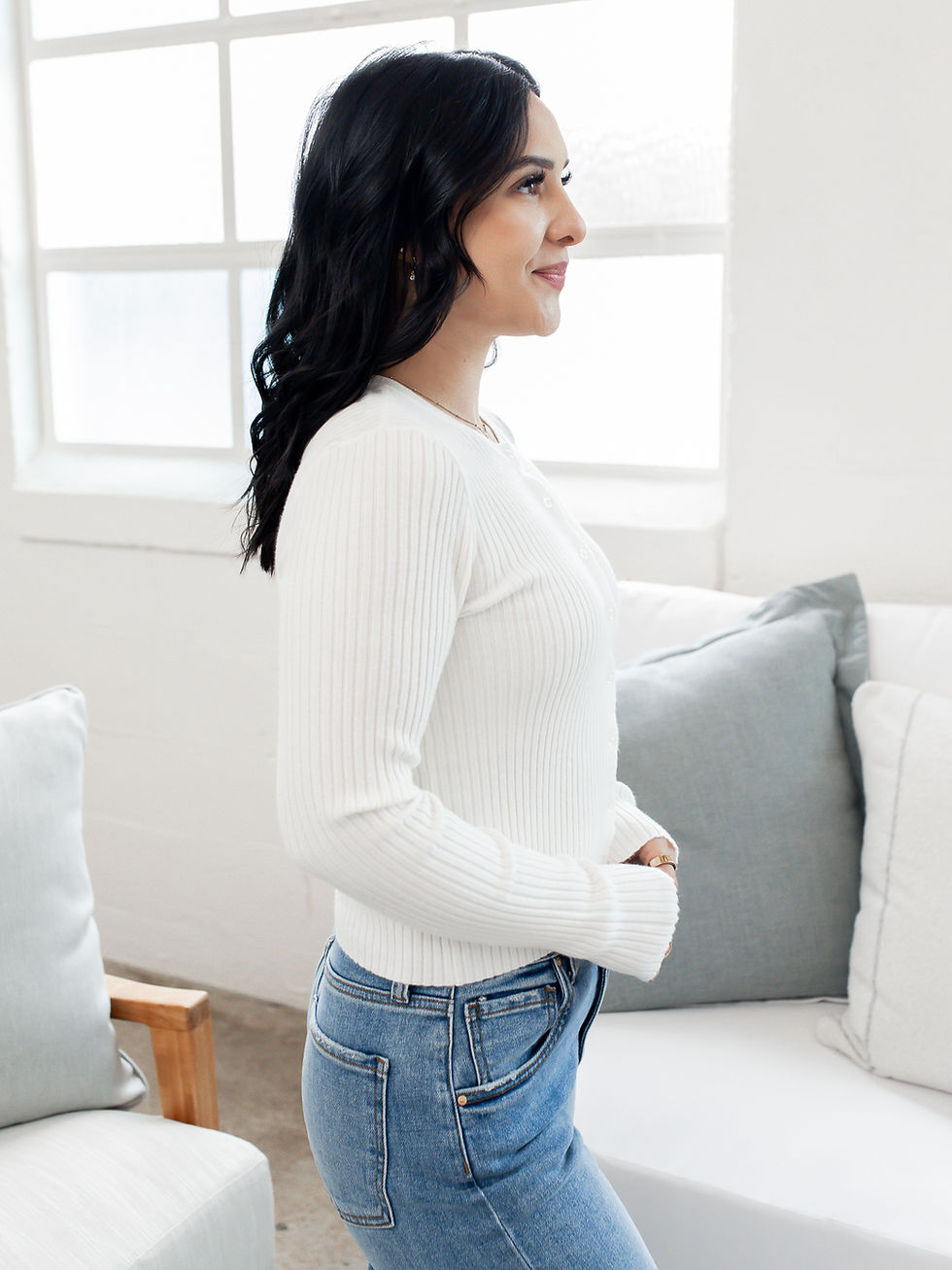 Thumbnail: white cardigan side view