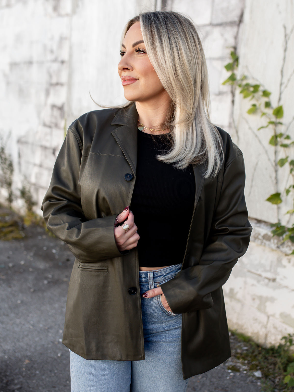 green jacket front view