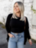 black cardigan front view