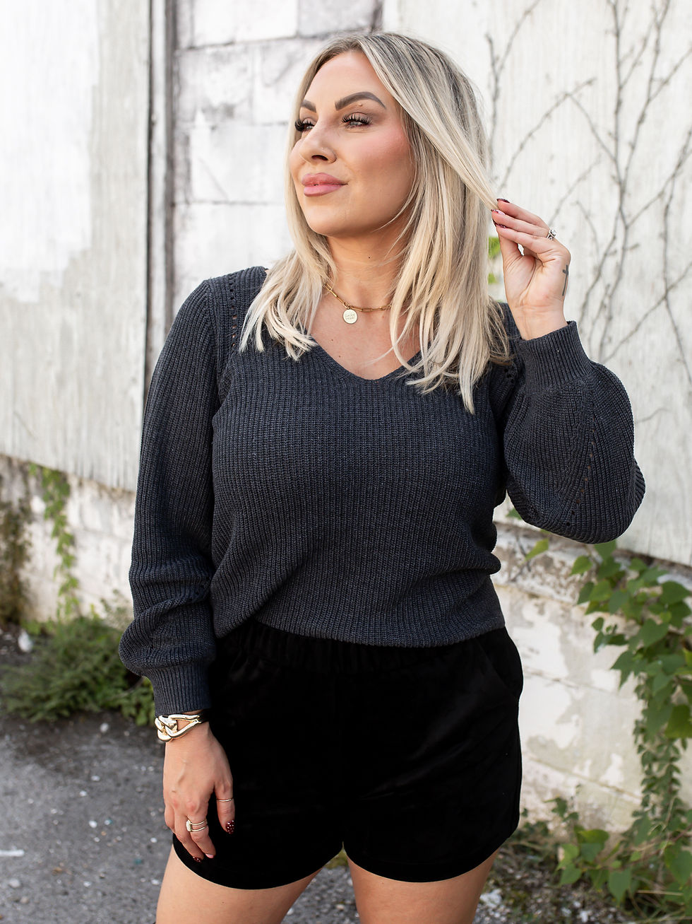 charcoal sweater front view