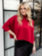 red sweater front view