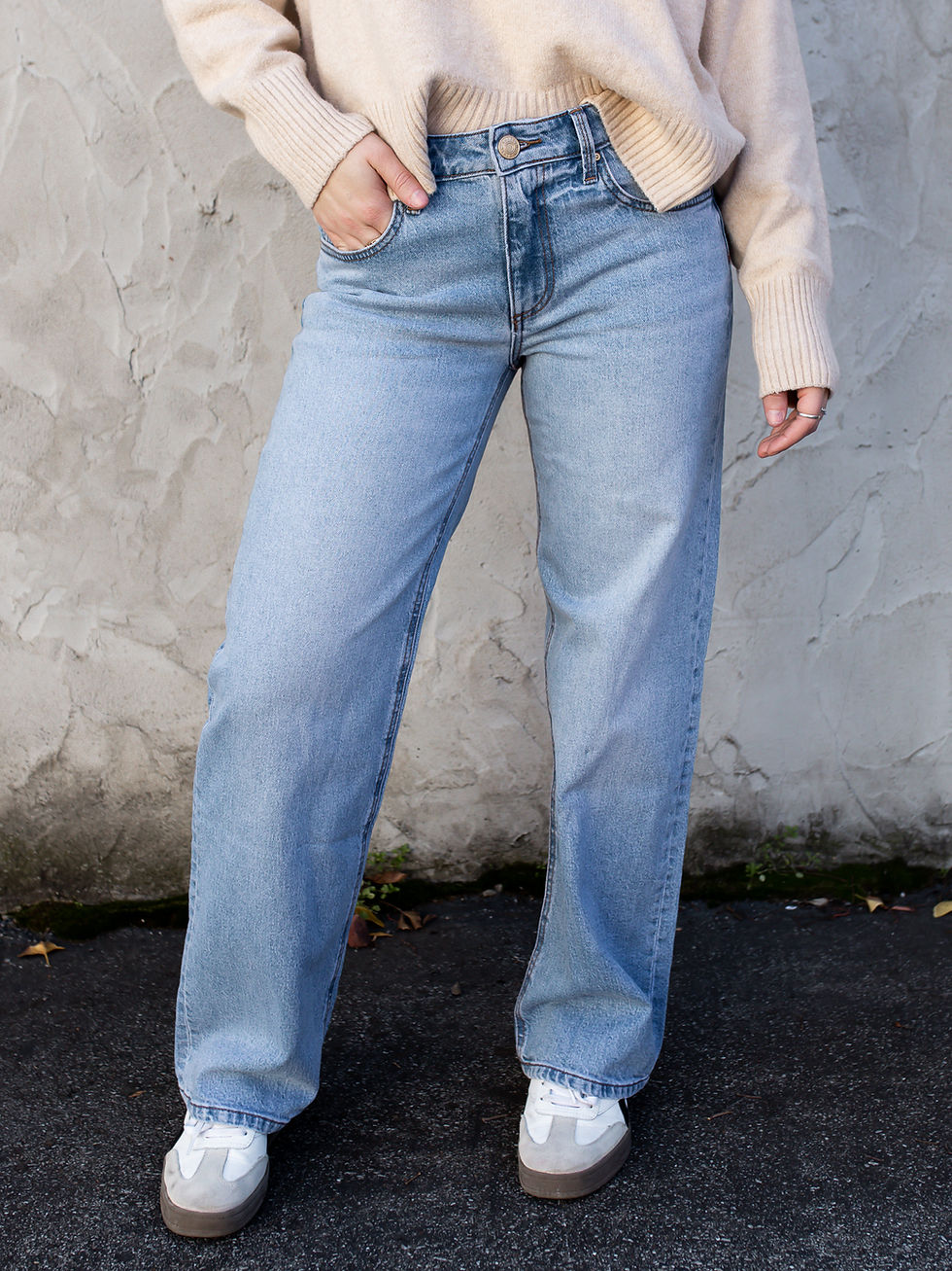 light wash jeans detail view