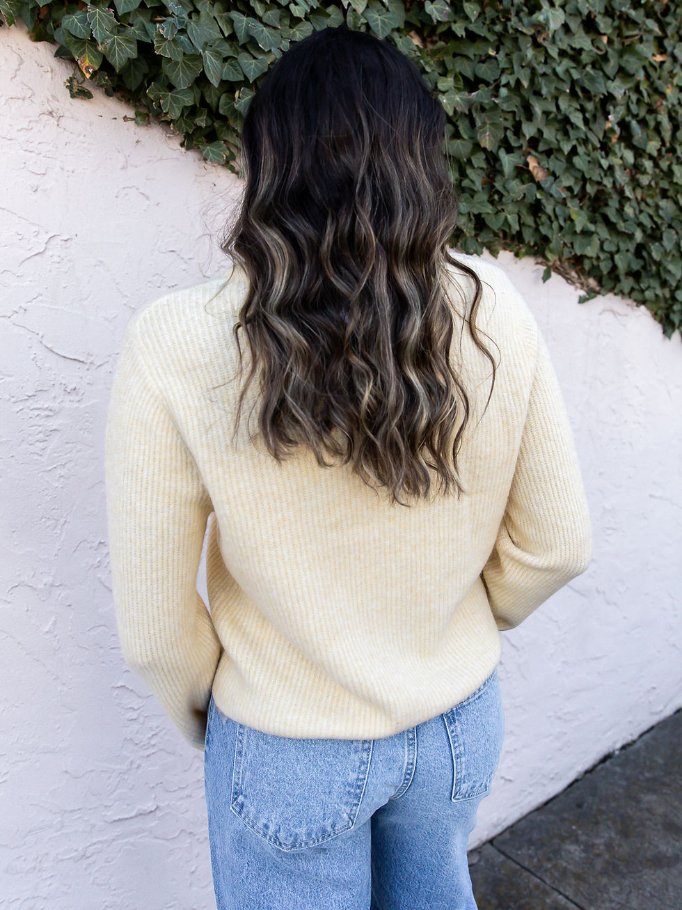 Thumbnail: yellow cardigan back view