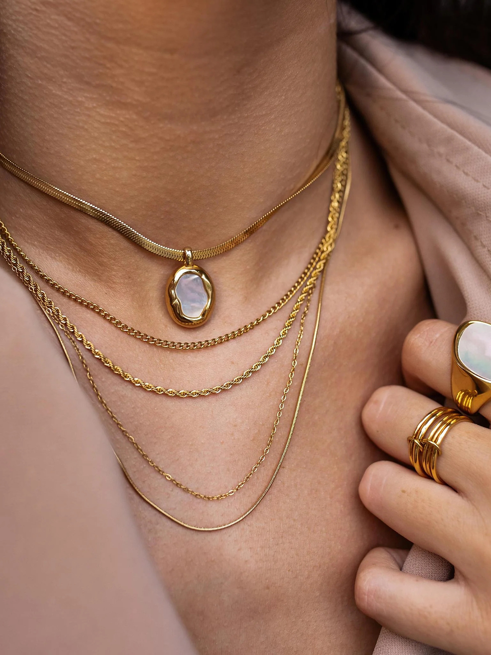 gold necklace front view