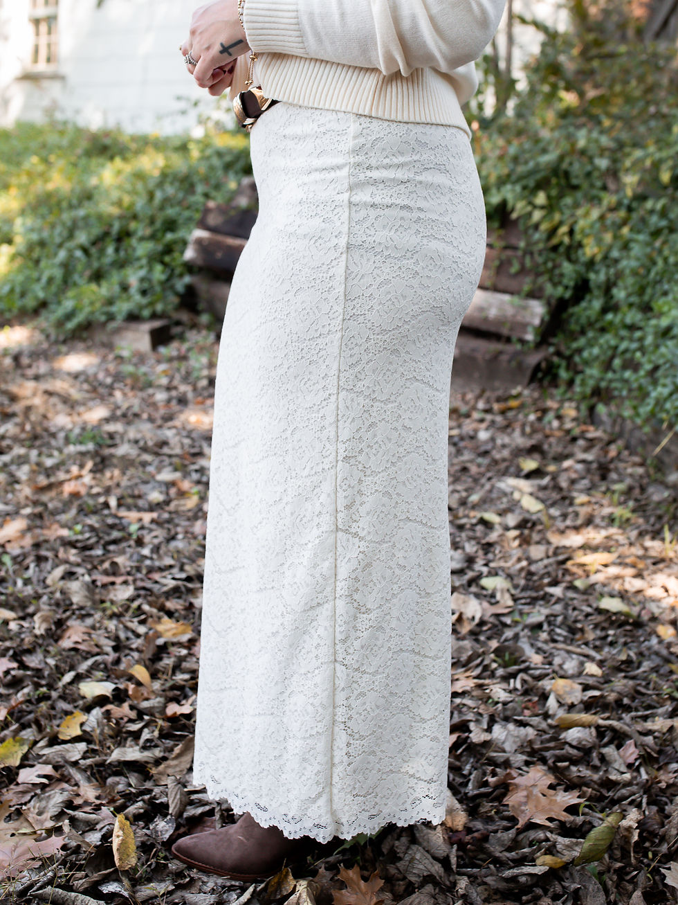 white skirt side view