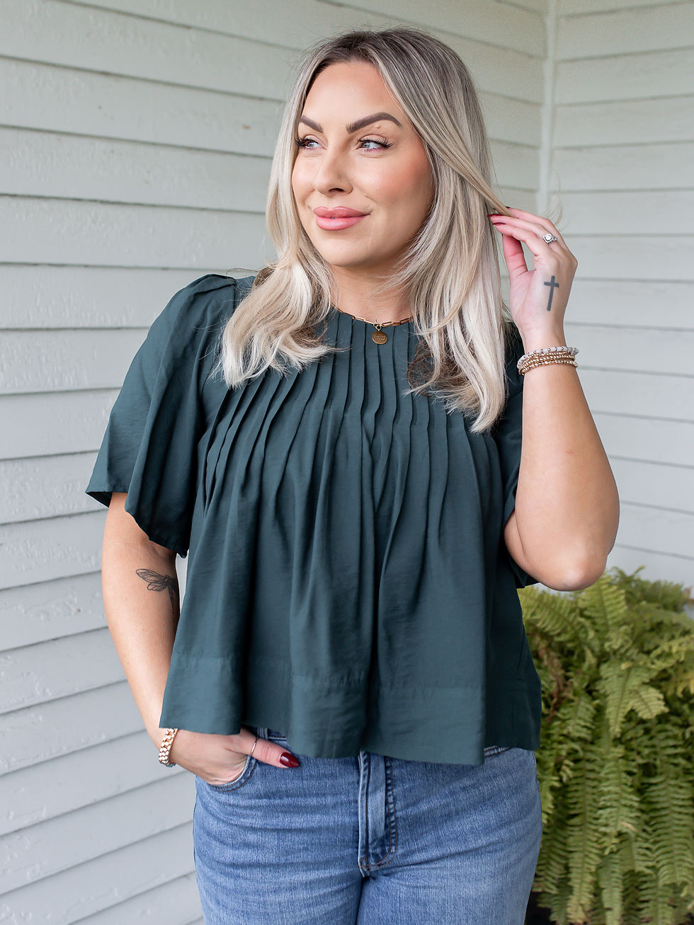 green blouse front view