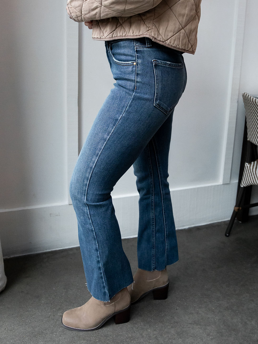 Thumbnail: dark wash jeans side view