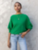 green sweater front view
