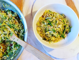 Bacon Dijon Shaved Brussels Sprouts