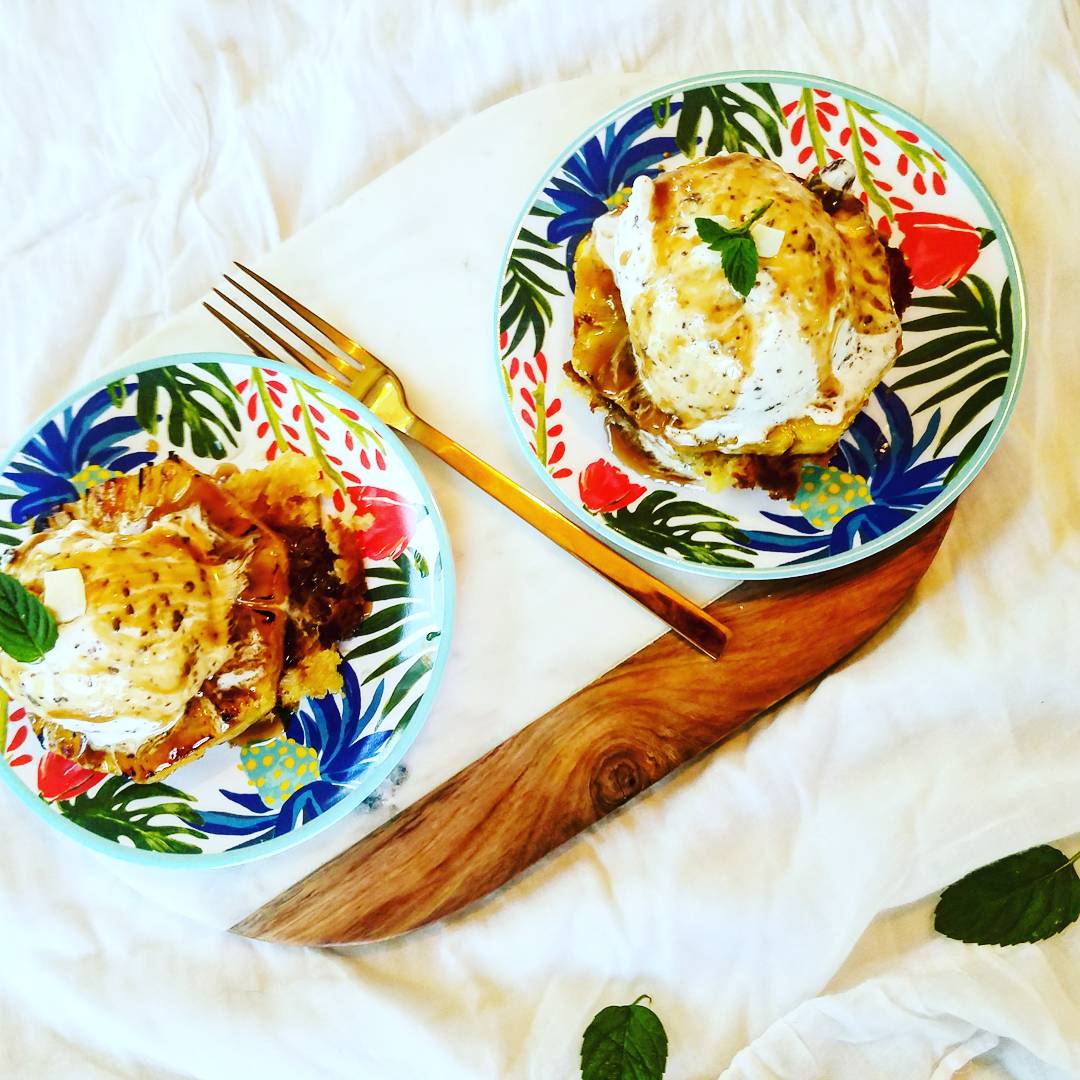 Grilled Rum Soaked Pineapple With Pineapple Pan Fried Shortcake Ice Cream And A Rum Sauce