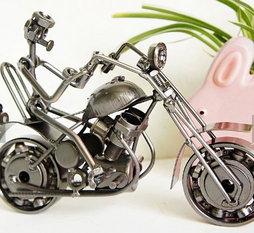 Thumbnail: 3D Racing Man wrought iron car model riding motorcycle