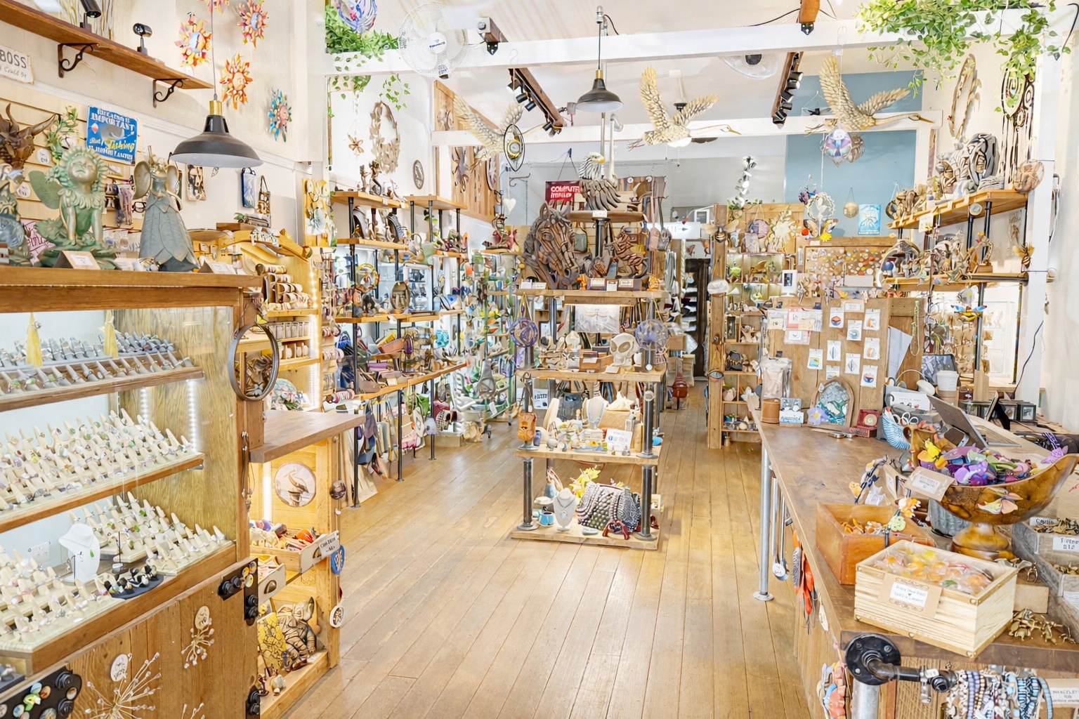 Jewelry displays and unique gifts inside Artefacts in Florence, Oregon
