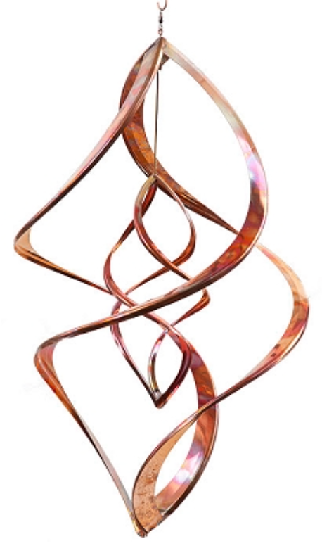 Thumbnail: Detail image of gold and copper colored Kinectic art spinner made from copper