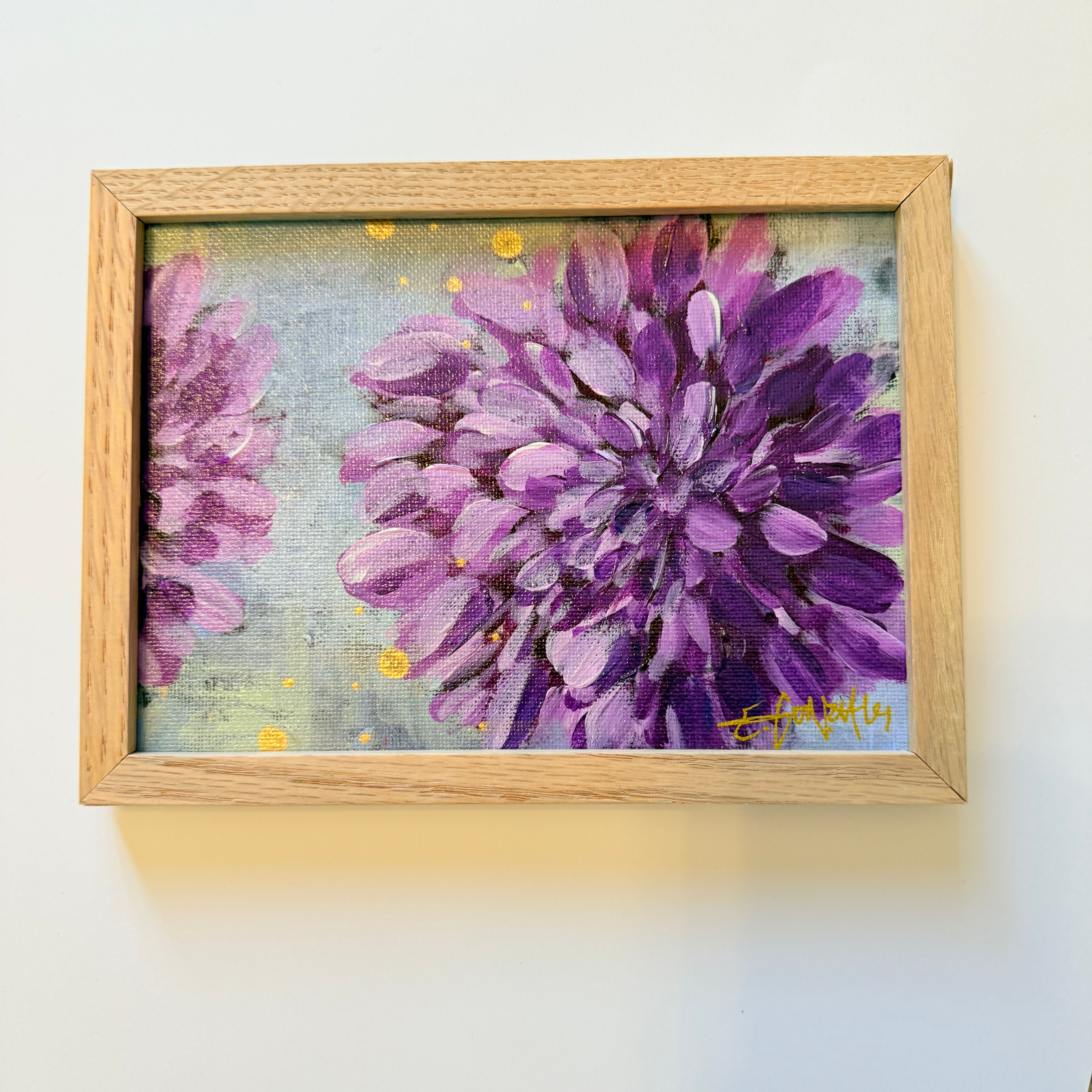 "Purple Presence #3" 5 x 7 Original Acrylic on Canvas | Framed in Natural Wood