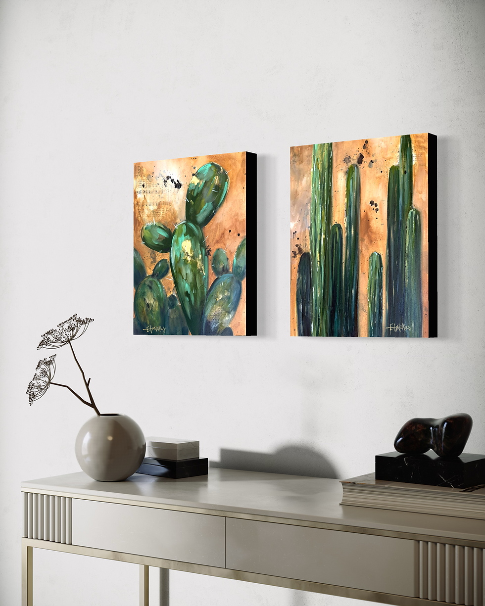 Thumbnail: Flourish|Original Mixed Media Oil |Cactus Painting| 11X14